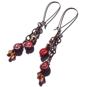 Boho Fall Tribal Ethnic Festival Earrings Topaz